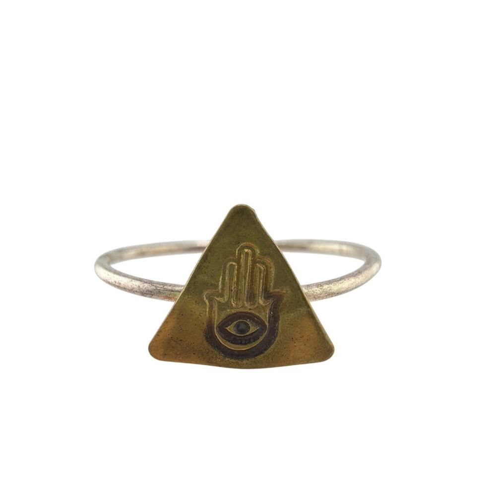 NEW Artisanal Sterling Silver Hamsa Ring Size 6 Boutique Collection
